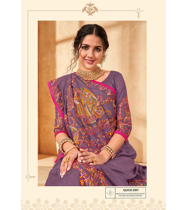 Laxmipati Manmohini K-184 Tangail Silk Purple Saree