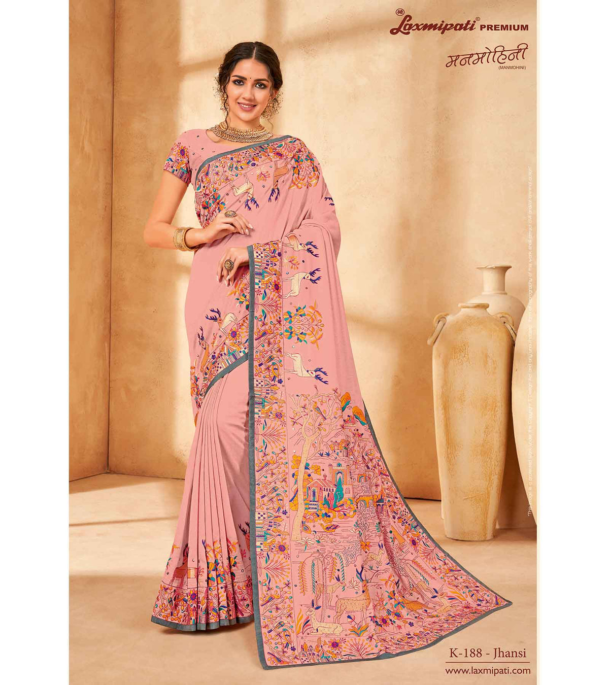 Laxmipati Manmohini K-188 Tangail Silk Pink Saree