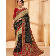 Laxmipati Manmohini K-190 Tangail Silk Chikoo & Black Saree