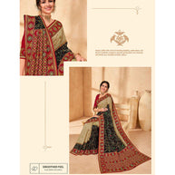 Laxmipati Manmohini K-190 Tangail Silk Chikoo & Black Saree