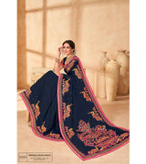 Laxmipati Manmohini K-192 Tangail Silk Navy Blue Saree