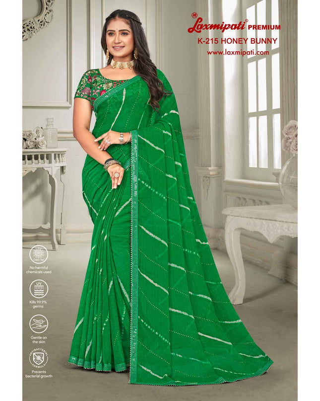 Laxmipati Laheriya Print K-215 Green Sarees