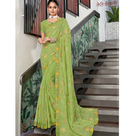 Laxmipati Teri Diwani K-231 Chiffon Liril Green Saree