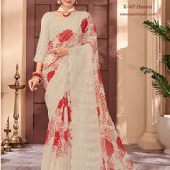 Laxmipati 9Color K-307 Organza Cream Saree