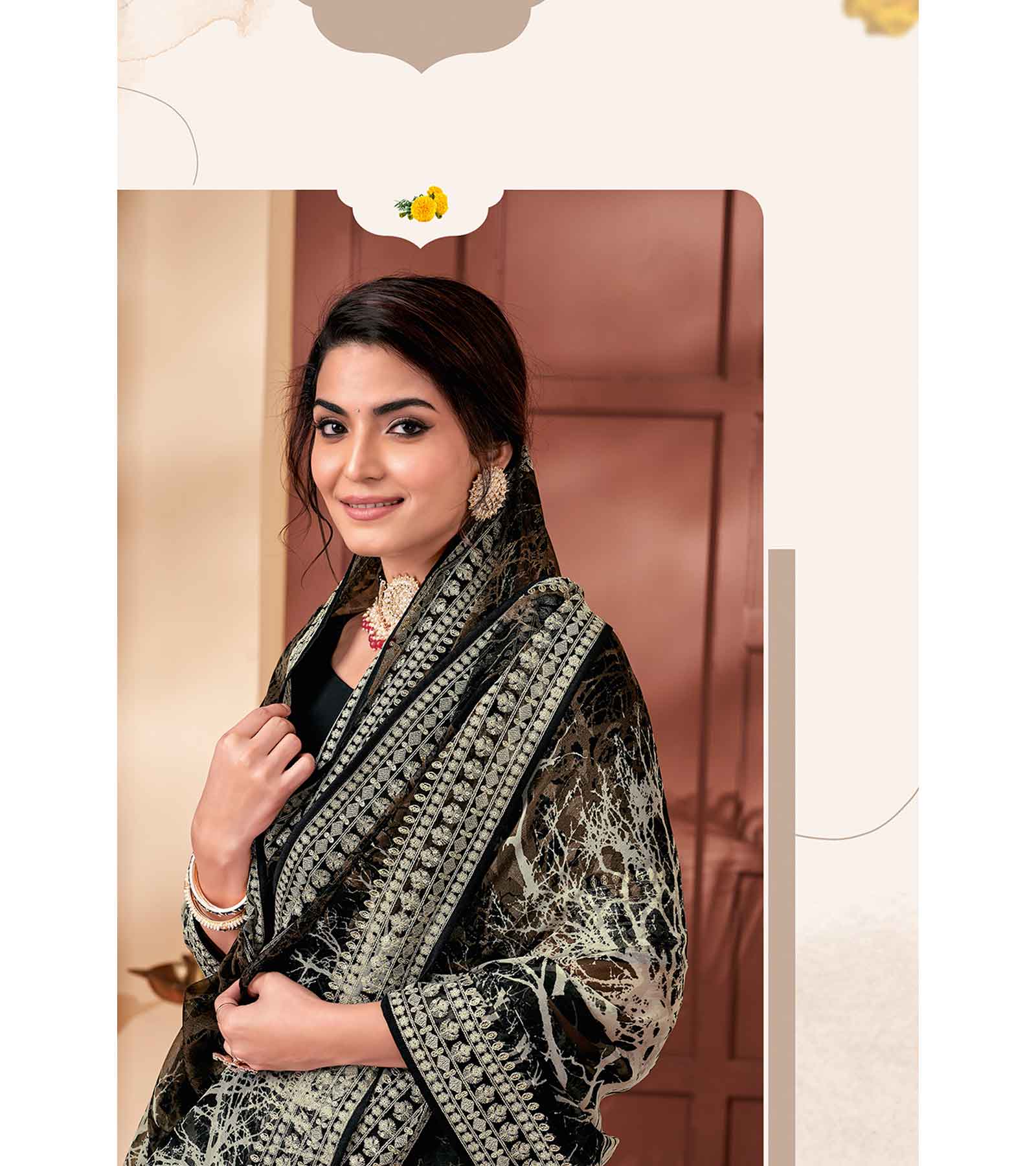 Laxmipati POSHAK K-309 Tissue Black Saree