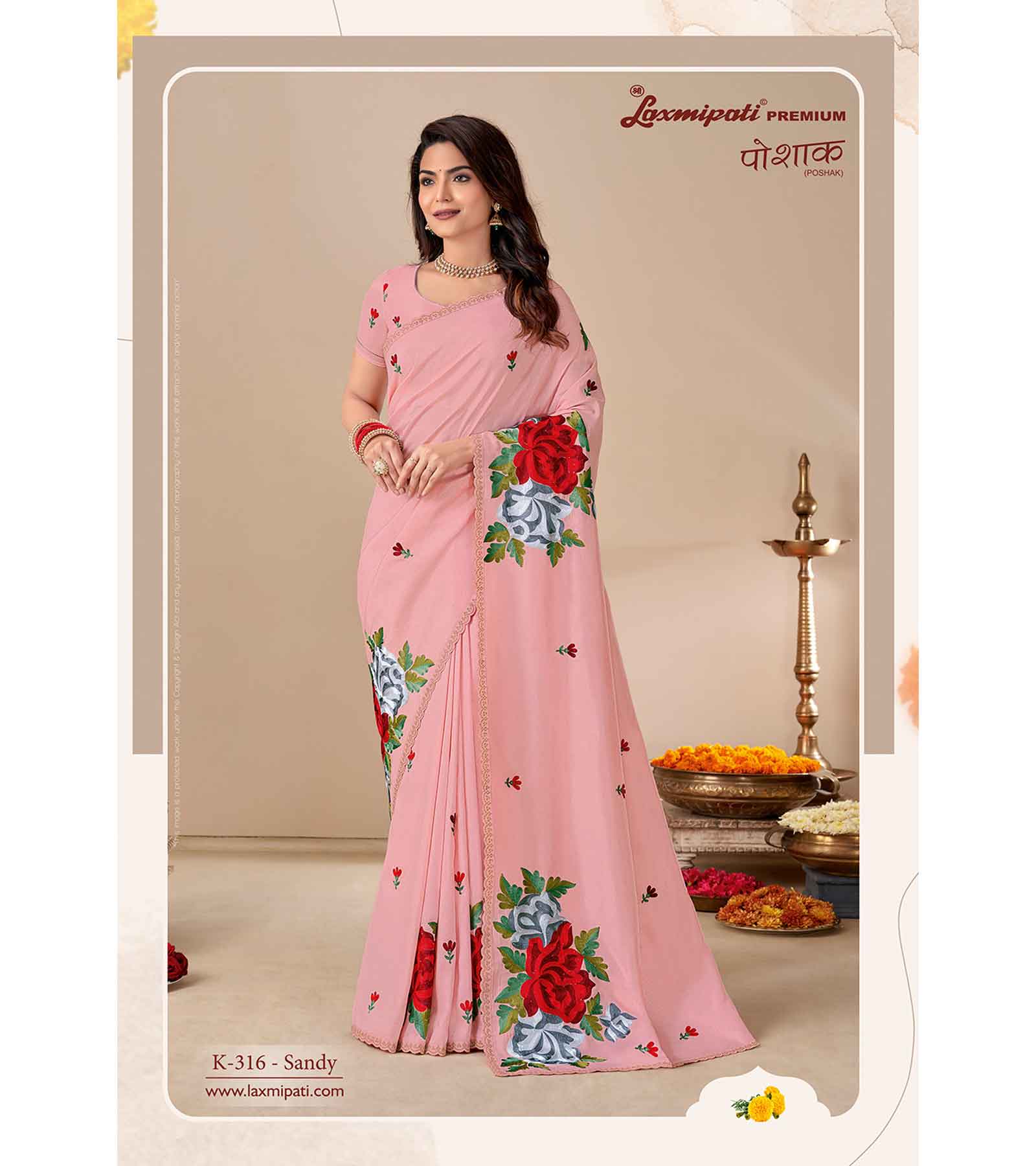 Laxmipati POSHAK K-316 Jugnu Silk Baby Pink Saree