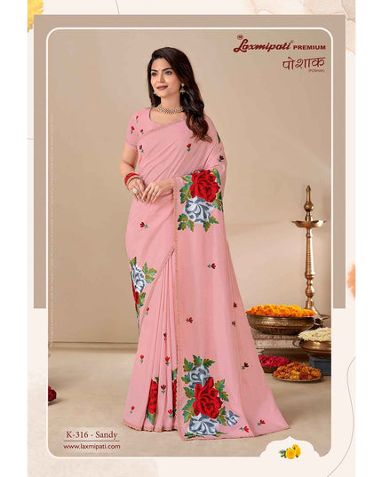 Laxmipati POSHAK K-316 Jugnu Silk Baby Pink Saree