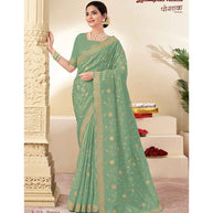 Laxmipati POSHAK K-319 Silk With Smoke Pista Green Saree