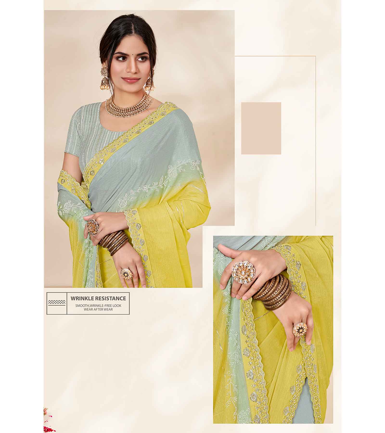 Laxmipati BASERA K-332 Chiffon With Tasab Multicolor Saree