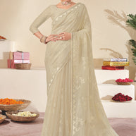 Laxmipati Adita K-335 Organza White Saree