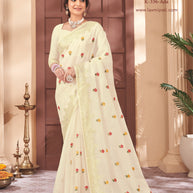 Laxmipati 9Color K-336 Organza Cream Saree