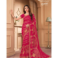 Laxmipati JHUMKA K-350 Tissue Organza Dark Pink Saree
