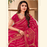 Laxmipati JHUMKA K-350 Tissue Organza Dark Pink Saree