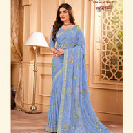 Laxmipati JHUMKA K-351 Chiffon Sky Blue Saree