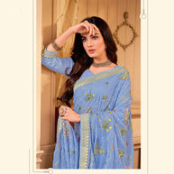 Laxmipati JHUMKA K-351 Chiffon Sky Blue Saree