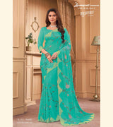 Laxmipati JHUMKA K-353 Chiffon Turquoise Saree