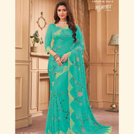 Laxmipati JHUMKA K-353 Chiffon Turquoise Saree