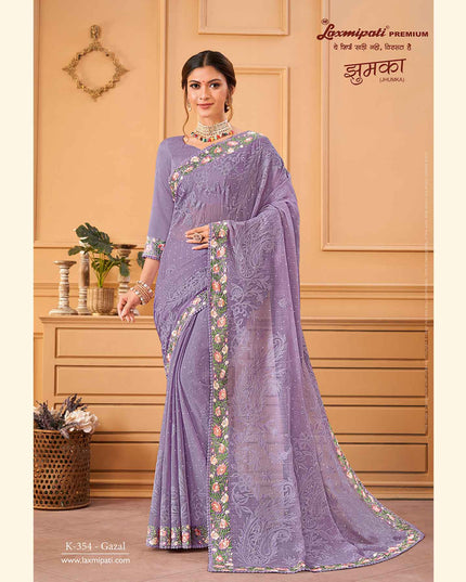 Laxmipati JHUMKA K-354 Chiffon Lavender Saree
