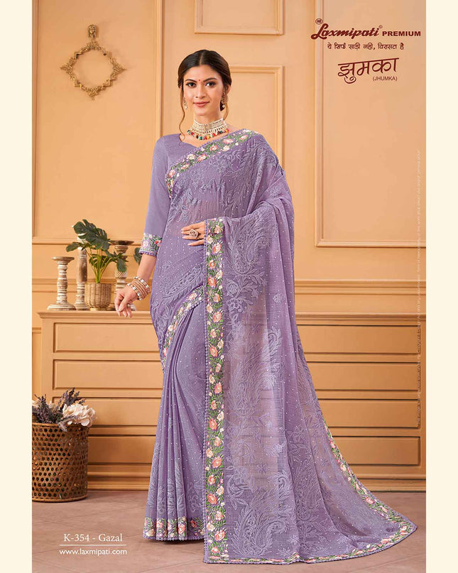 Laxmipati JHUMKA K-354 Chiffon Lavender Saree