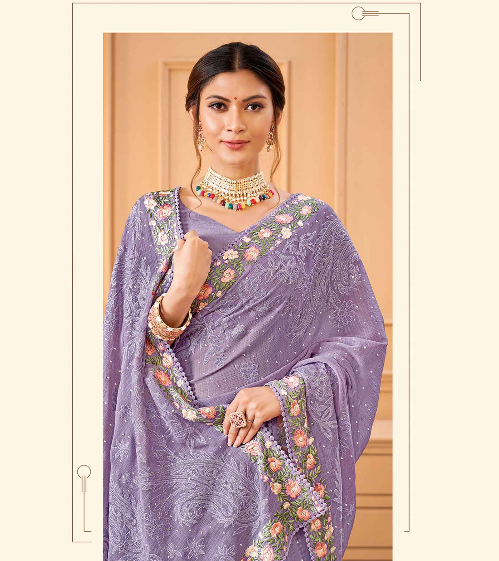 Laxmipati JHUMKA K-354 Chiffon Lavender Saree