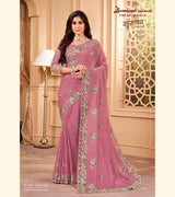 Laxmipati JHUMKA K-359 Chiffon Rose Pink Saree