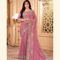 Laxmipati JHUMKA K-359 Chiffon Rose Pink Saree