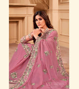 Laxmipati JHUMKA K-359 Chiffon Rose Pink Saree