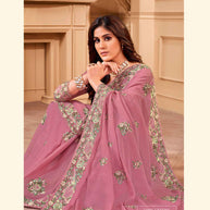 Laxmipati JHUMKA K-359 Chiffon Rose Pink Saree