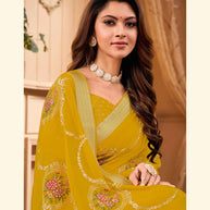 Laxmipati JHUMKA K-360 Chiffon Mustard Saree