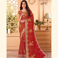 Laxmipati JHUMKA K-361 Wrinkle Tissue Maroon Saree