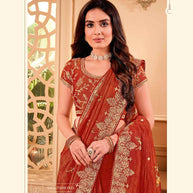 Laxmipati JHUMKA K-361 Wrinkle Tissue Maroon Saree