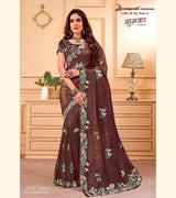 Laxmipati JHUMKA K-362 Titan Gold Coffee Saree