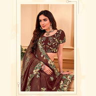 Laxmipati JHUMKA K-362 Titan Gold Coffee Saree