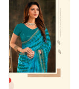 Laxmipati Prem Varsha K-366 Satin Chiffon Blue Saree