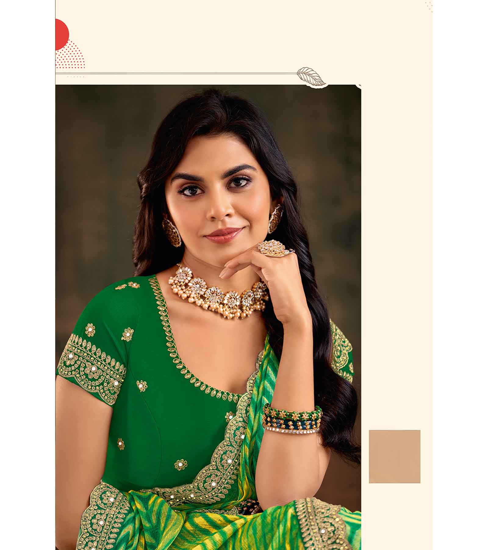 Laxmipati Prem Varsha K-368 Chiffon Green Saree