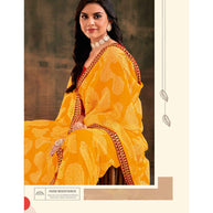 Laxmipati Prem Varsha K-371 Sprakle Chiffon Yellow Saree