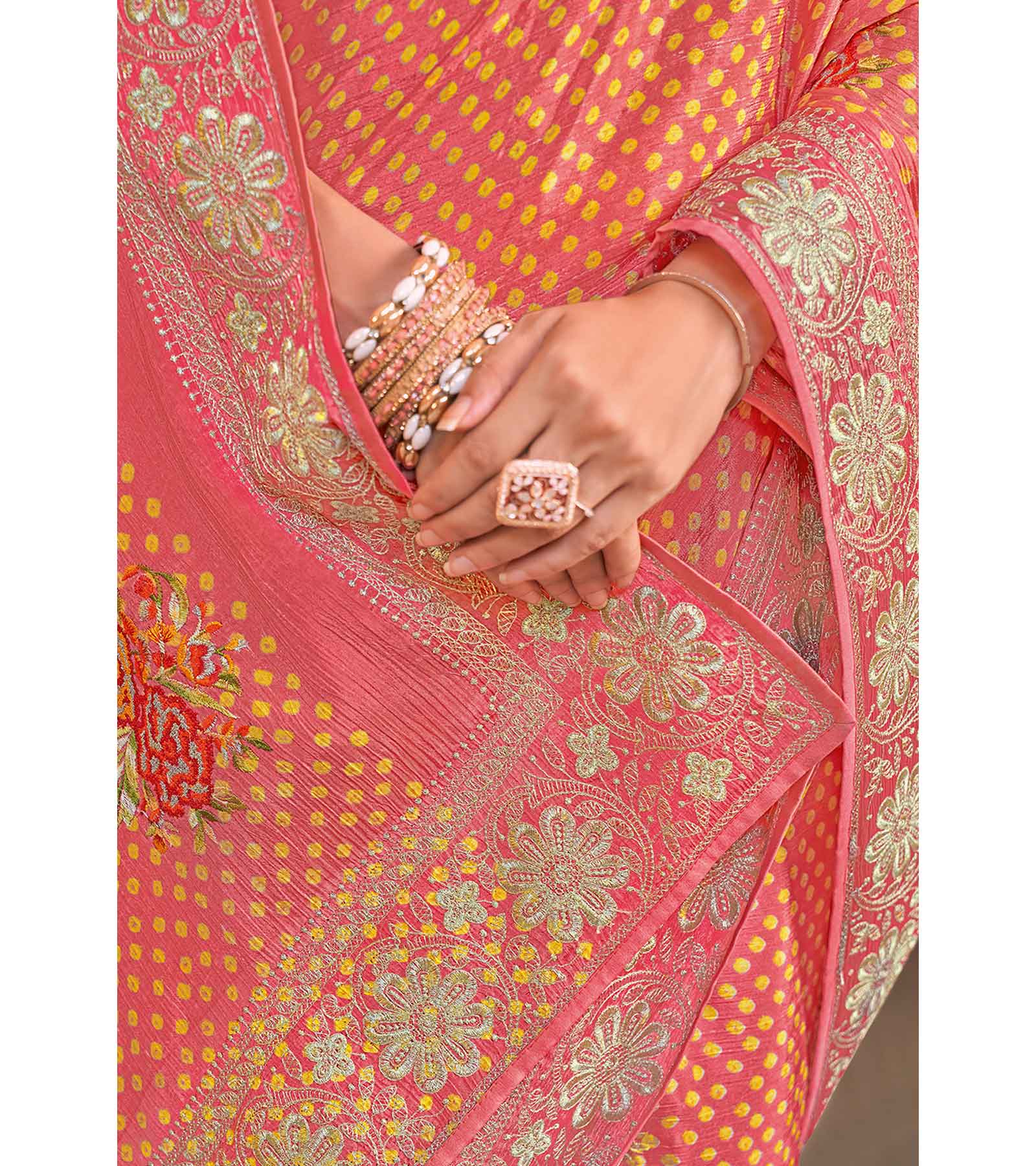 Laxmipati Prem Varsha K-372 Satin Chiffon Pink Saree