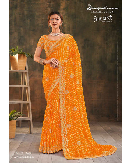 Laxmipati Prem Varsha K-375 Satin Silk Orange Saree