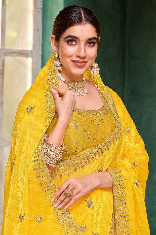 Laxmipati Mangla Gauri Yellow Silk  Saree with Zari Embroidery