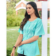 Laxmipati Poly Cotton Electric Blue Kurti