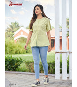 Laxmipati  Poly Cotton Tea Green Kurti