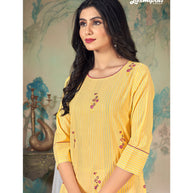 Laxmipati Ganga  Cotton Base Gold Straight Cut Kurti
