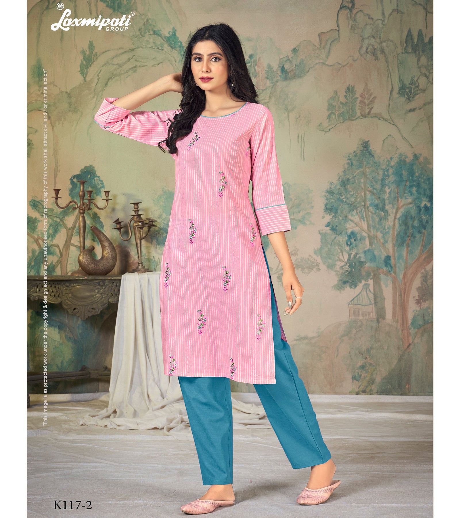 Laxmipati Ganga  Cotton Base Prony Straight Cut Kurti
