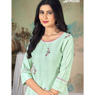 Laxmipati Ganga  K117-4 Cotton Base Aqua Surf Straight Cut Kurti