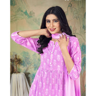 Laxmipati  Spun Base Fabric Lavender Nayra Cut Kurta With Pant & Dupatta