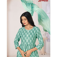 Laxmipati  Spun Base Fabric Medium Sea Green  Nayra Cut Kurta With Pant & Dupatta