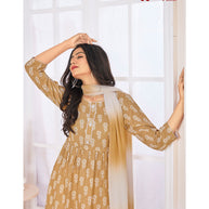 Laxmipati  Spun Base Fabric Sand  Nayra Cut Kurta With Pant & Dupatta