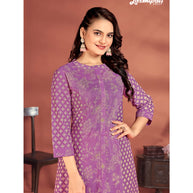 Laxmipati Candy Vico Purple Hand Printed A-Line Front Slit Kurti
