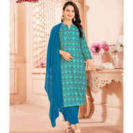 Laxmipati Spun Cotton Base Multicolor Printed Straight Cut Kurti With Pant & Dupatta