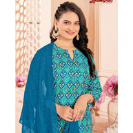 Laxmipati Spun Cotton Base Multicolor Printed Straight Cut Kurti With Pant & Dupatta